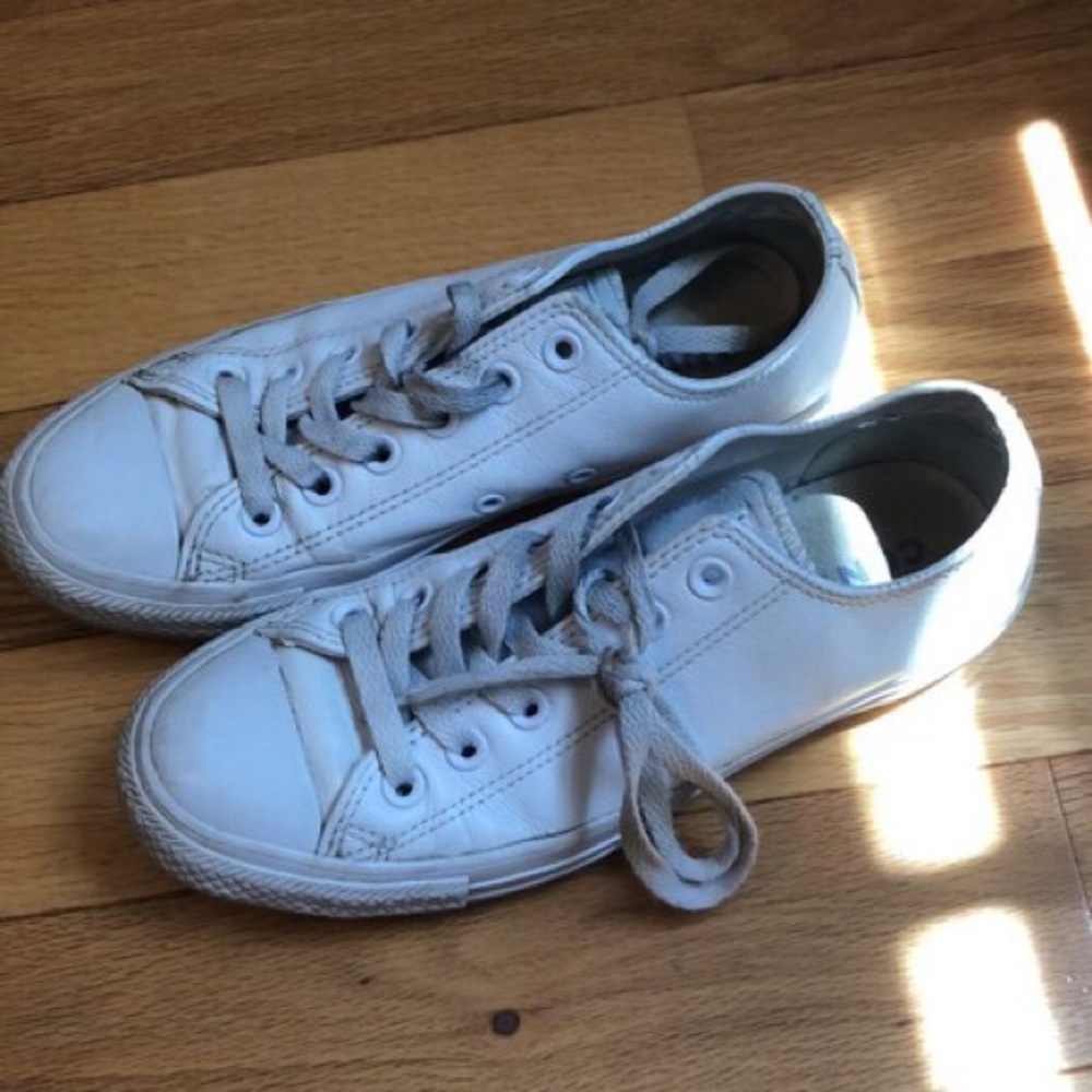White Leather Converse!!